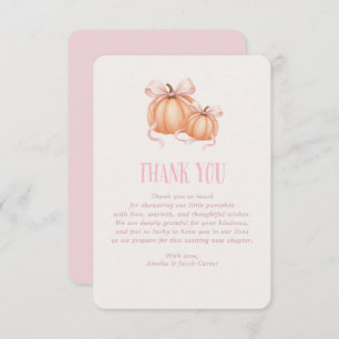 Little Pumpkin, pink bow,  Coquette thank you card