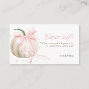 Little Pumpkin Pink Bow Diaper Raffle Enclosure Card