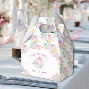 Little Pumpkin Pink Bow First Birthday Favour Box