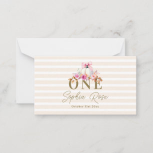 Little Pumpkin Pink Bow Roses 1st Elegant Birthday Card