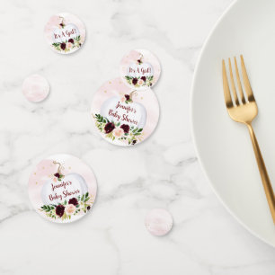 Little Pumpkin Pink Burgundy Gold Baby Shower Confetti