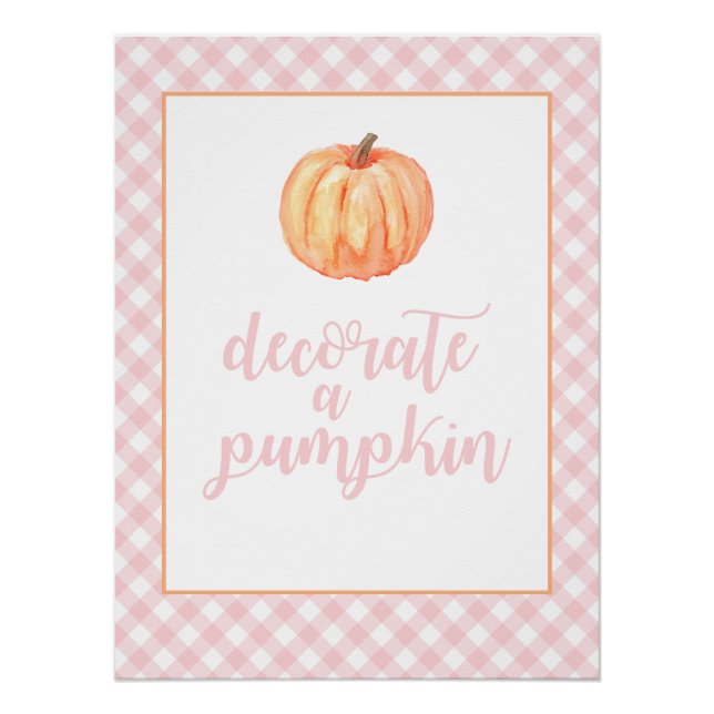 Little Pumpkin Pink Fall Birthday Decorate pumpkin Poster (Front)