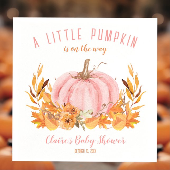 Little Pumpkin Pink Fall Girl Baby Shower Napkins (Little Pumpkin Pink Fall Girl Baby Shower Napkins)