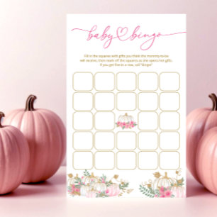 Little Pumpkin Pink Floral Baby Shower Bingo Game