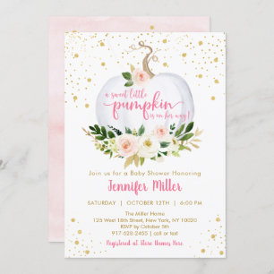 Little Pumpkin Pink Floral Baby Shower Invitation