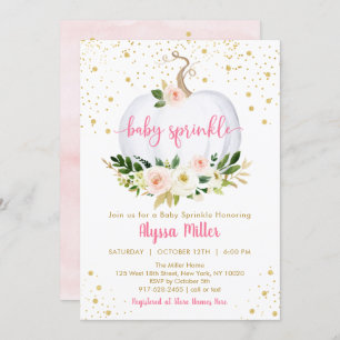Little Pumpkin Pink Floral Baby Sprinkle Invitation