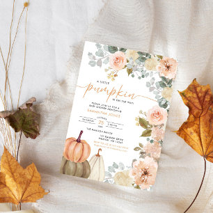 Little Pumpkin Pink FloralFall Baby Shower Invitation