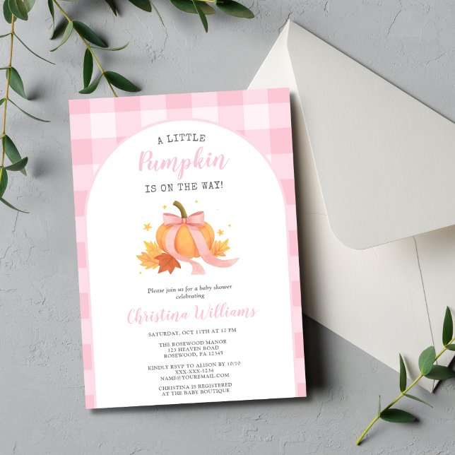 Little Pumpkin Pink Girl Baby Shower Invitation (Creator Uploaded)
