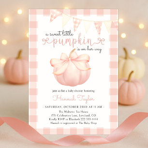 Little Pumpkin Pink Girl Baby Shower Invitation