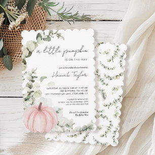 Little Pumpkin Pink Girl Baby Shower Invitation