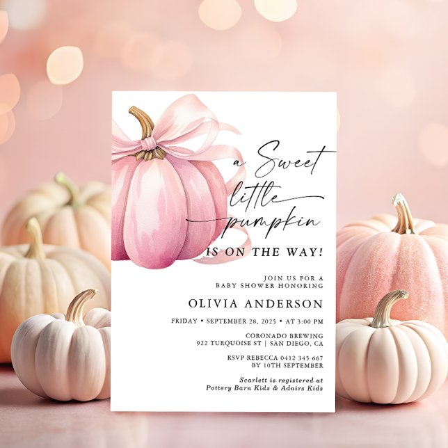 Little Pumpkin Pink Girl Baby Shower Invitation (Creator Uploaded)