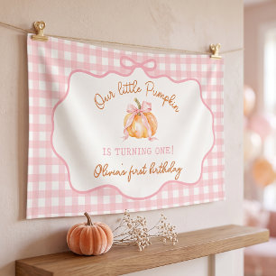 Little Pumpkin Pink Girl Birthday Banner