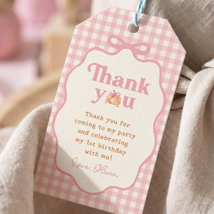 Little Pumpkin Pink Girl Birthday Party Gift Tags