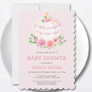 Little Pumpkin Pink Girl's Baby Shower Invitation