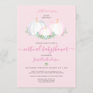 Little Pumpkin Pink Girl's Virtual Baby Shower Invitation