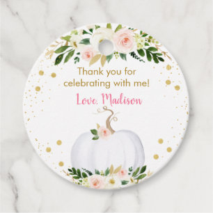 Little Pumpkin Pink Gold Birthday Favour Tags