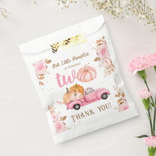 Little Pumpkin Pink Truck Girl Fall 2nd Birthday Favour Bag