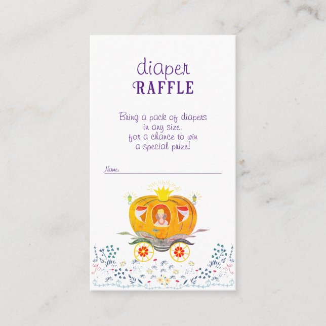 Little Pumpkin Princess Diaper Raffle Baby Shower Enclosure Card (Front)