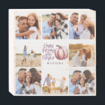little pumpkin purple pink floral multi photo wooden box sign<br><div class="desc">little pumpkin birthday modern pink and purple photo collage design. Modern script text design. Part of a collection.</div>