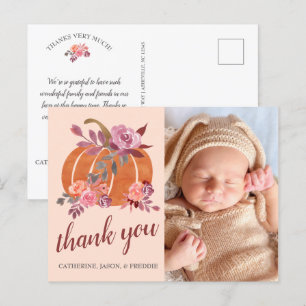 Little Pumpkin Rustic Autumn Baby Shower Thank You Postcard
