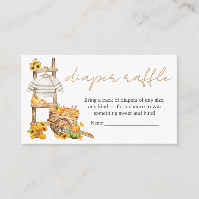 Little Pumpkin Rustic Baby Shower Diaper Raffle Enclosure Card (Front)