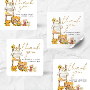 Little Pumpkin Rustic Baby Shower  Square Sticker