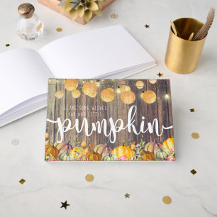 Little Pumpkin Rustic Barnwood Autumn Baby Shower Guest Book