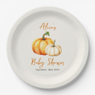 Little Pumpkin Rustic Fall Autumn Baby Shower Paper Plate