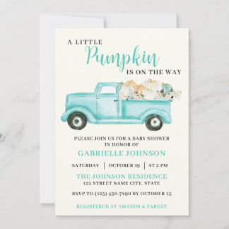 Little Pumpkin Rustic Fall Baby Shower Invitation