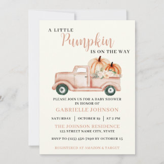Little Pumpkin Rustic Fall Baby Shower Invitation