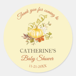 Little Pumpkin Rustic Fall Baby Shower Thank You Classic Round Sticker