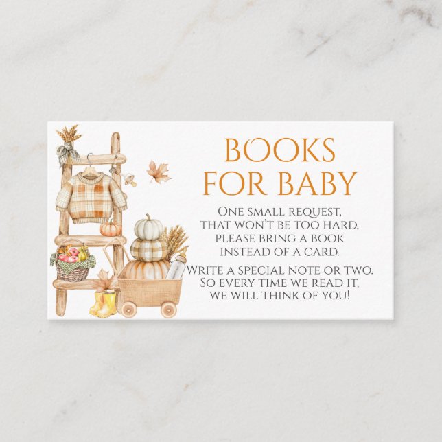 Little Pumpkin Rustic Farm Baby Shower Books Enclosure Card (Front)