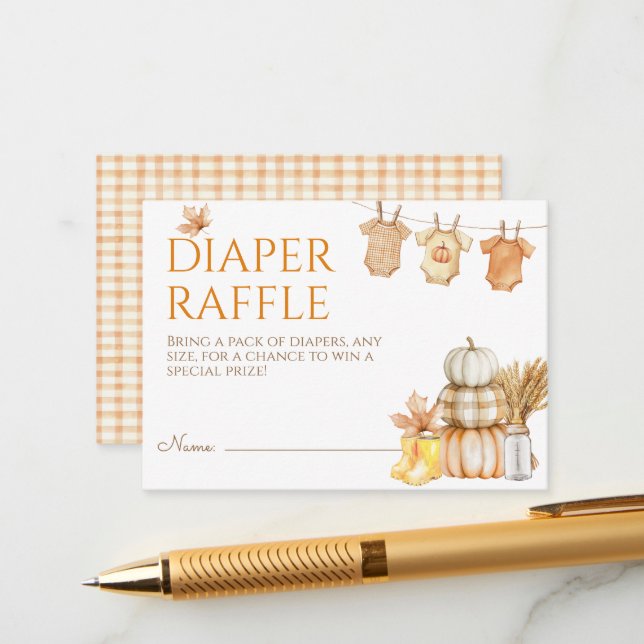 Little Pumpkin Rustic Farm Baby Shower Diaper Enclosure Card (Front/Back In Situ)