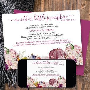 Little Pumpkin Rustic Floral Baby Sprinkle Invitation