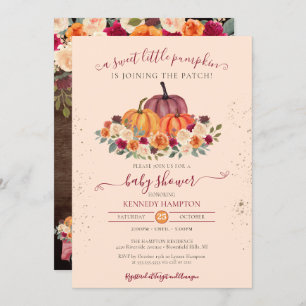 Little Pumpkin Rustic Gender Neutral Baby Shower Invitation