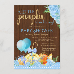 Little Pumpkin Rustic Wood Baby Shower Invitation