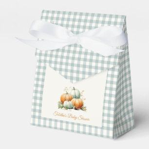 Little Pumpkin Sage Green Gingham Fall Baby Shower Favour Box