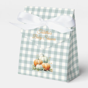 Little Pumpkin Sage Green Gingham Fall Baby Shower Favour Box