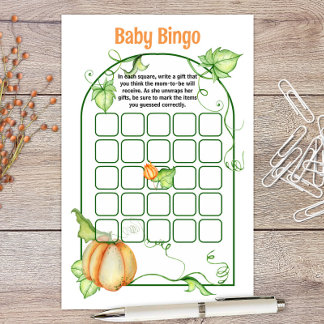 Little Pumpkin Storybook Baby Shower Bingo Game