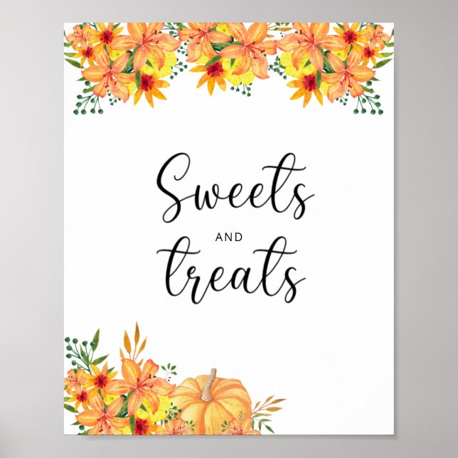 little pumpkin sweets and treats baby shower poster (Front)