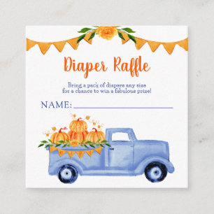 Little Pumpkin Triplet Boy Diaper Raffle Enclosure Card