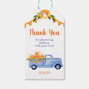 Little Pumpkin Triplet Boy Thank You Gift Tags
