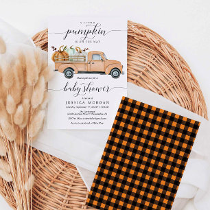 Little Pumpkin Truck Baby Shower Invitation Card