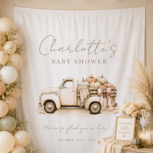Little Pumpkin Truck Baby Shower Photo Backdrop Tapestry