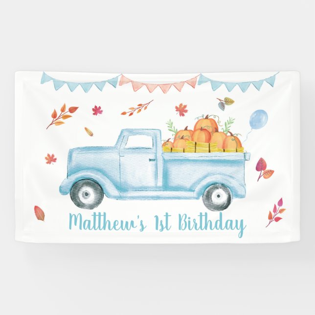 Little Pumpkin Truck Birthday Banner (Horizontal)