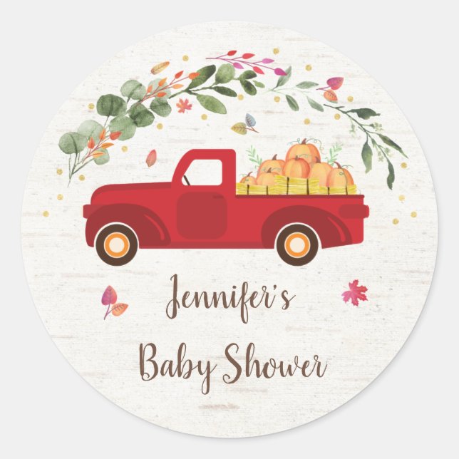 Little Pumpkin Truck Birthday Classic Round Sticker (Front)