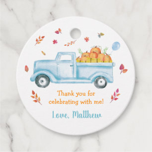 Little Pumpkin Truck Birthday Favour Tags