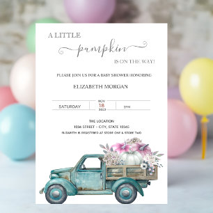 Little Pumpkin Truck,Dotted Baby Shower   Invitation