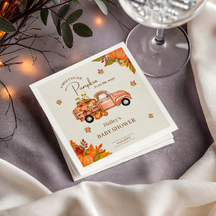 Little Pumpkin Truck Fall Baby Shower Napkin