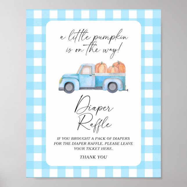 Little pumpkin truck fall diaper raffle poster (Front)